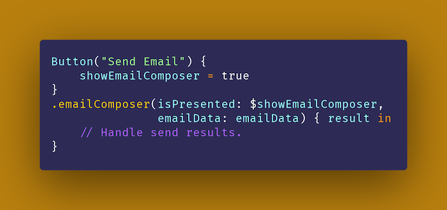 EmailComposer code snippet