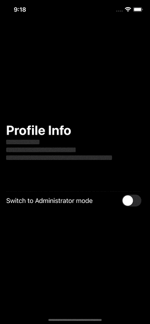Toggling between normal and administrator user to change the UI
