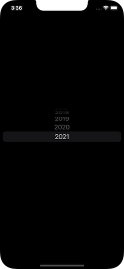 Years in wheel picker with 2021 being the last and selected year.