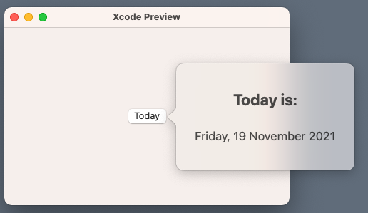 A popover pointing to the trailing edge of the button on macOS.