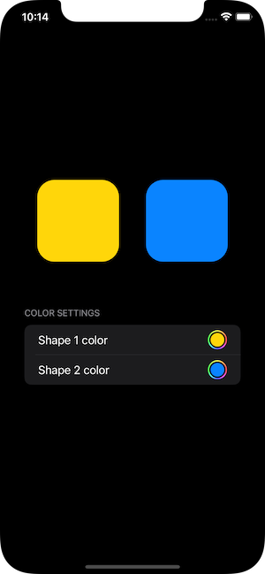 Two color pickers with labels and color wells.